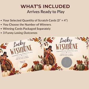 Holiday Entertainment Game Thanksgiving Scratch Off Cards Lucky Wishbone Party Activity Interactive Adult Fun Friendsgiving Dinner Celebration Guest Entertainment Fall Gathering Party Game Turkey Day Icebreaker Activity Novelty Cards Group