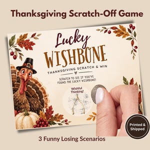 Thanksgiving Party Game Scratch Off Cards Lucky Wishbone Activity Interactive Entertainment For Adults Friendsgiving Dinner Guest Fun Fall Gathering Celebration Turkey Day Holiday Icebreaker Game Set Novelty Party Activity Cards Group