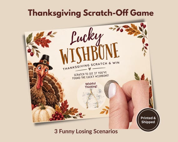 Thanksgiving Party Game Scratch Off Cards Friendsgiving Dinner Activity Guest Entertainment Fall Family Gathering Adult Fun Holiday