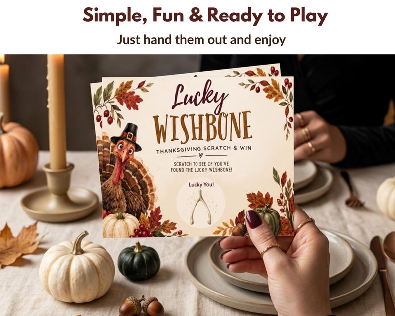 Thanksgiving Party Game Scratch Off Cards Friendsgiving Dinner Activity Guest Entertainment Fall Family Gathering Adult Fun Holiday image 7