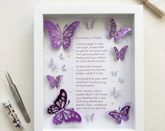 Pudełko z motylem 3D, sztuka wiersza o wierze chrześcijańskiej, prezent na Dzień Matki