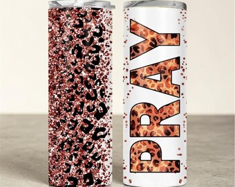 Kubek podróżny PRAY Leopard Glitter Tumbler, w kolorze różowego złota, wąska butelka podróżna