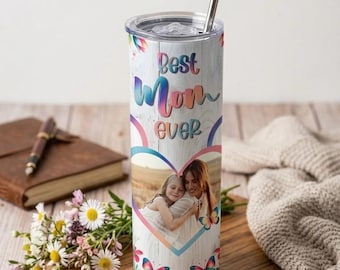 Spersonalizowany kubek ze zdjęciem motyla, spersonalizowany prezent na Dzień Matki z napisem „Mom Ever”