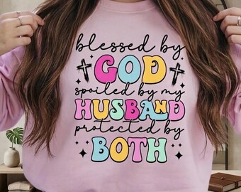 Bluza z kapturem Blessed Spoiled Protected, retro chrześcijański okrągły dekolt, odzież oparta na wierze