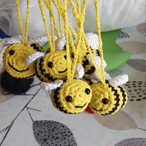 Bumble bee car rear view mirror hanging decoration / Summer Bumble bee / Crochet Bumble Bee