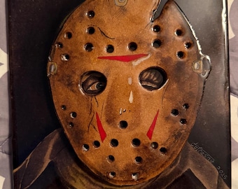 Jason Voorhees. Friday the 13th VIII - Wood Cutout Painting, Resin Coated Horror Fan Art