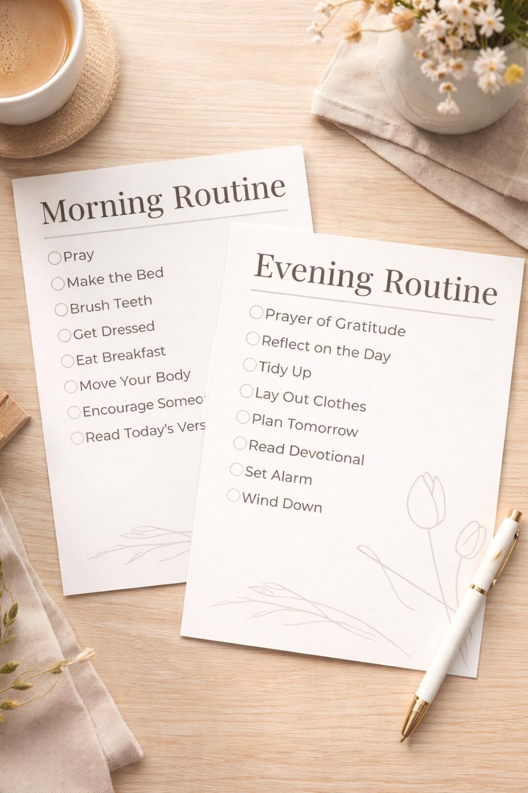 Christian Morning & Evening Routine Bundle, Daily Faith Checklist ...