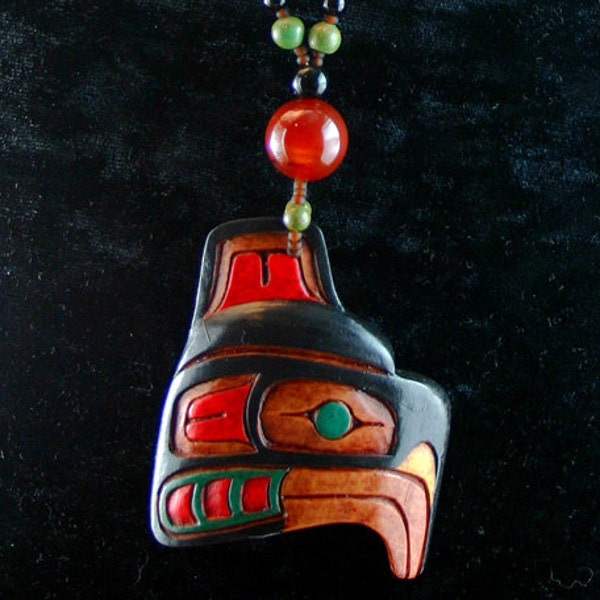 Shaman Necklace - Native American Necklace - American Indian Jewelry - Indian Necklace - Native American Eagle Mask Pendant - Beadwork