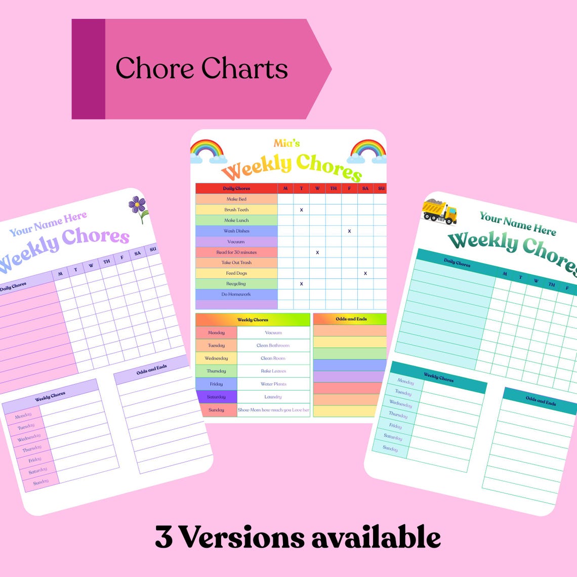 Editable Weekly Chore Chart for Kids Printable | Canva Template - Etsy ...