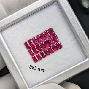 Vivid Red Nanosital Spinel Emerald Cut Loose Gems (3x5 mm), DIY Jewelry Making Lot