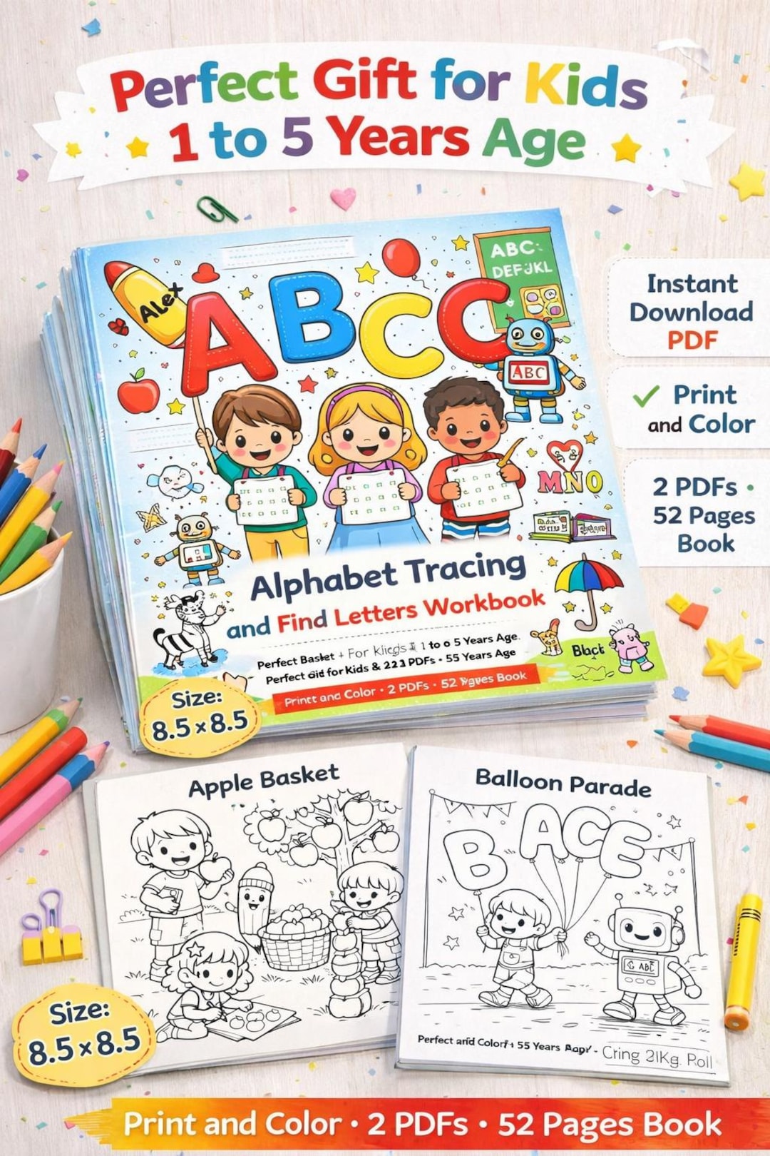 Alphabet Learning Workbook | ABC Tracing Practice Pages | Preschool ...