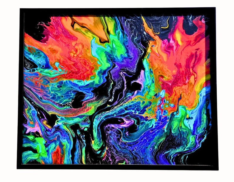 Winning Abstract Cosmic Rainbow Firestorm Print, Award-winning Abstract Fluid Art, Bold ...