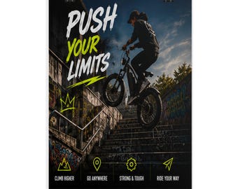 Push Your Limits Poster | E Bike Action Druck, Motivationswandkunst