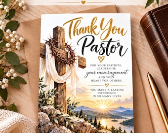 Pastor Thank You Card | Pastor Appreciation Card | Printable Christian Card | Thank you Pastor Gift | Church Gift