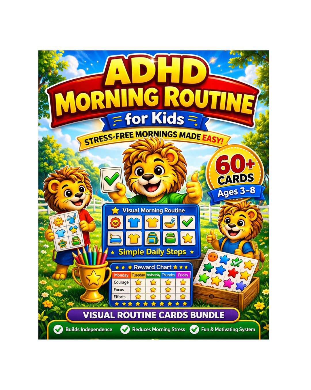 ADHD Morning Routine Cards for Kids | Visual Schedule Printable | Calm ...