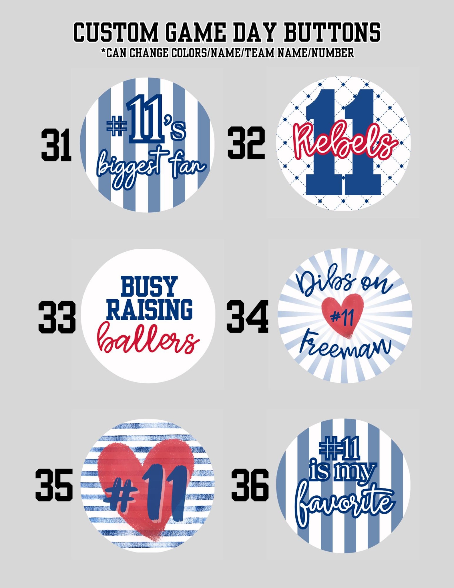 Game Day & Sport Buttons - Custom! 2.25 Inch - Etsy