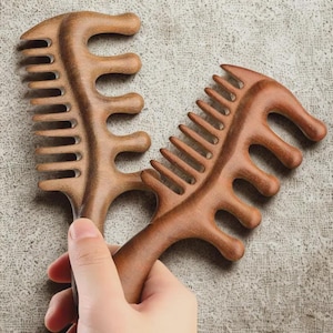 Premium Wooden Wide-Tooth Hair Comb | Anti-Static Detangling Comb | Curly Hair, Beard & Scalp Massage Tool | Natural Wood Styling Comb
