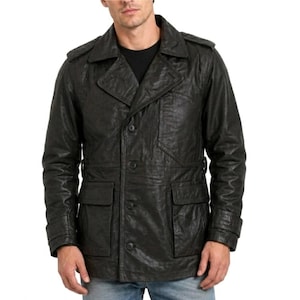 Vintage Leather Pea Coat - Etsy