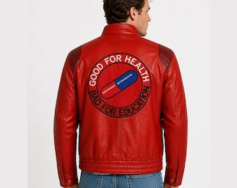 Men's Kaneda Red Akira Leather Jacket - Shotaro Anime Kaneda Pill Capsule, Comic, Movie Outerwear - Halloween Cosplay Costume - Gift For Him