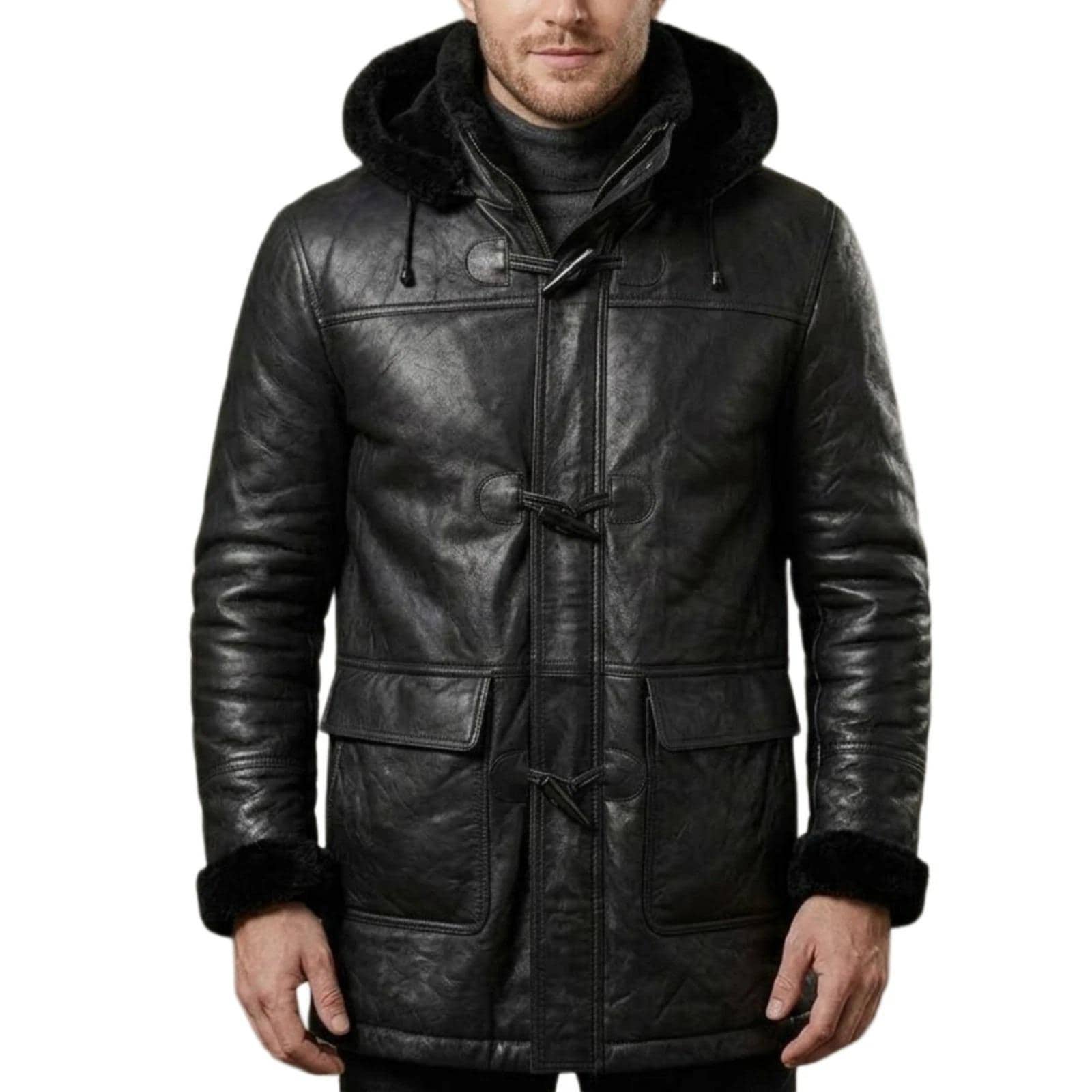 ジャケット・アウター forsomeone wool leather duffle coat Leather Duffle Coat - Etsy Canada