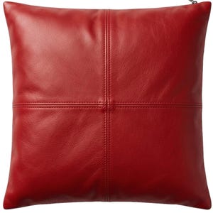 Herren Rot Echtleder Dekokissenbezug - Quadratischer Kissenbezug - Modernes Dekoratives 45 x 45 cm 2er Pack Sofa Kissenbezug Dekor Wohnzimmer