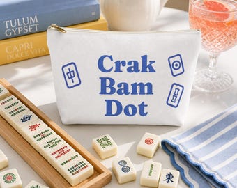 Mahjong Tile Bag Crak Bam Dot Print Zipper Pouch Personalized Cosmetic Travel Organizer