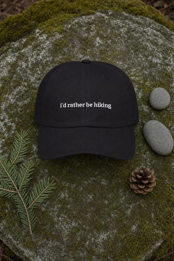 Funny Hiking Dad Hat I'd Rather Be Hiking Embroidered Cotton Cap Outdoor Trail Gift detail