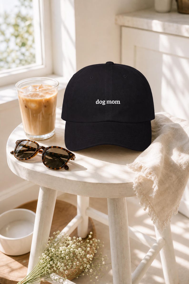 Dog Mom Embroidered Hat Low Profile Cotton Cap Pup Lover Women