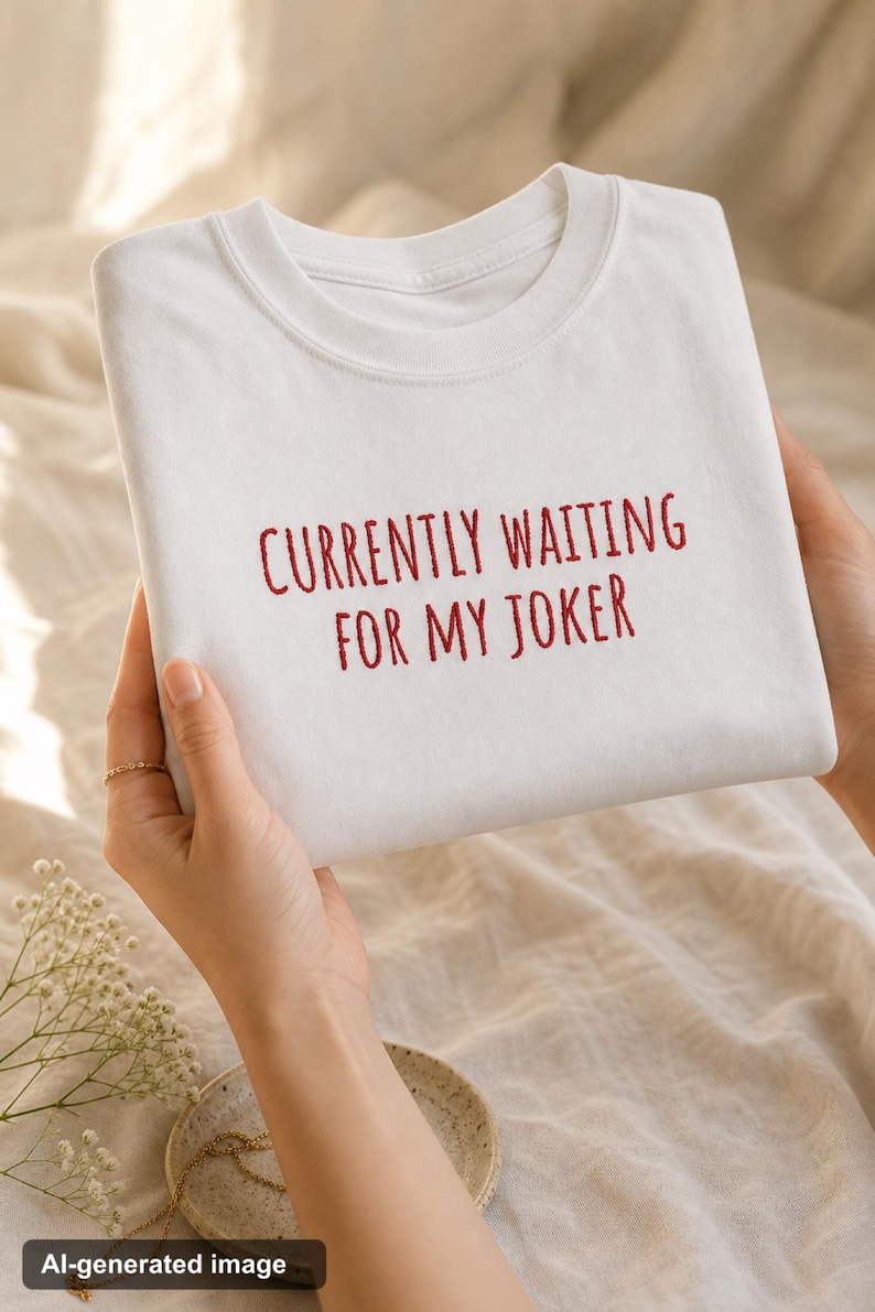 Funny Mahjong Shirt Waiting for My Joker Garment Dyed Embroidered Tee Game Night