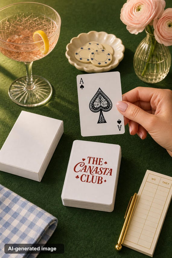 Canasta Playing Cards Poker Deck | Vintage Canasta Club Card Game Gift for Game Night detail