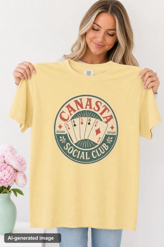 Canasta Social Club Comfort Colors T-Shirt | Vintage Card Game Tee Playing Cards Gift detail