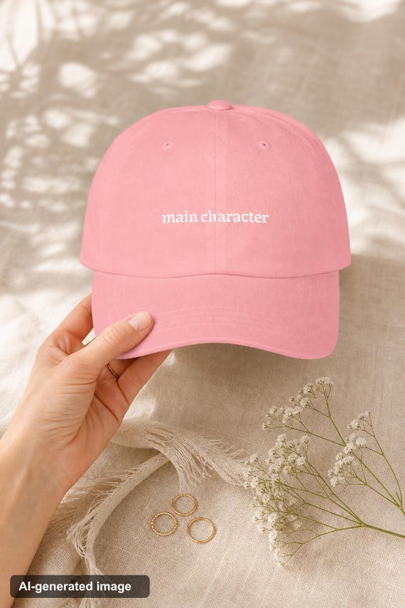 Main Character Embroidered Dad Hat Aesthetic Cotton Cap Bookish Women detail