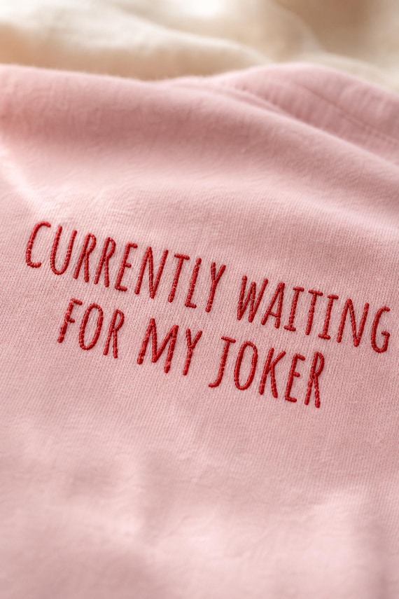 Funny Mahjong Shirt Waiting for My Joker Garment Dyed Embroidered Tee Game Night detail