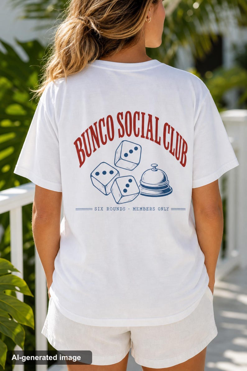 Bunco Social Club Shirt Comfort Colors Dice Game Tee Front and Back Bunco Night Gift for Her Ladies Game Night Group Team Women