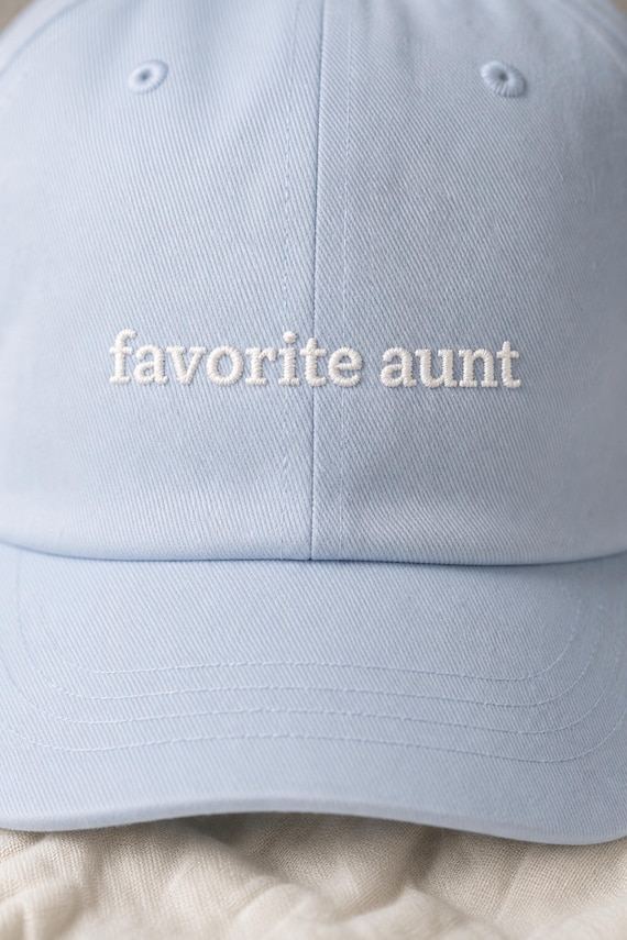 Embroidered Dad Hat Favorite Aunt Script Cotton Cap Auntie Gift detail