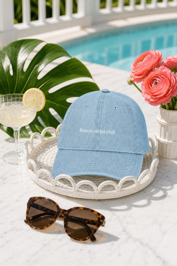Bunco Social Club Embroidered Dad Cap - Classic Adjustable Hat detail