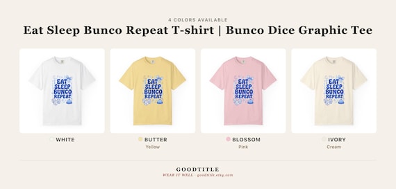 Funny Bunco Shirt Eat Sleep Bunco Repeat Garment Dyed Tee Game Night detail