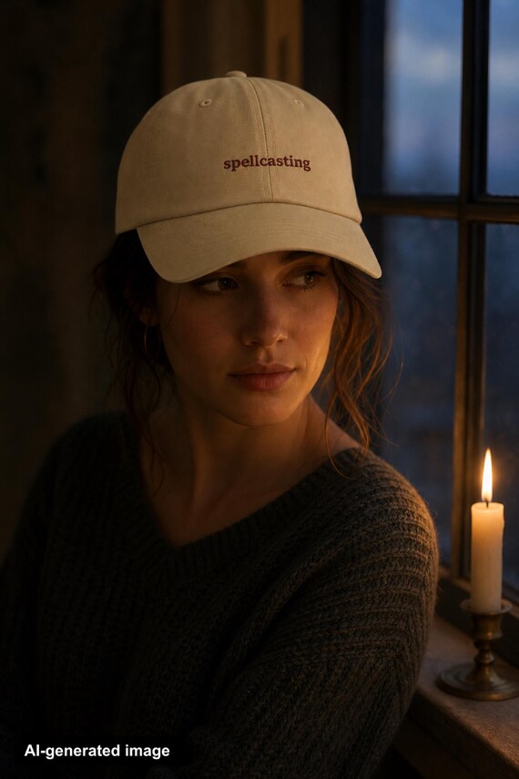 Witchy Embroidered Dad Hat Spellcasting Occult Aesthetic Cap Goth Gift detail
