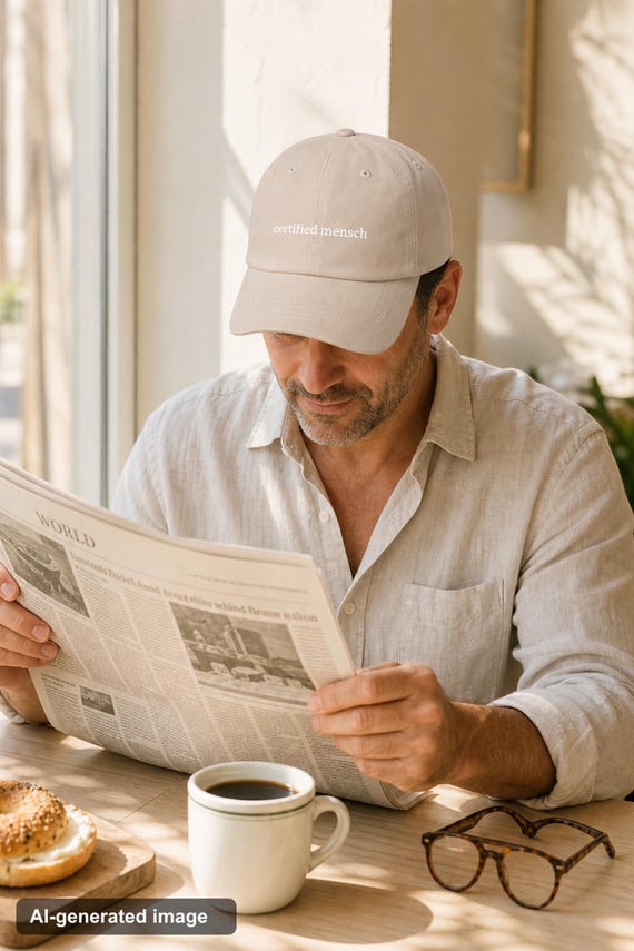 Jewish Hat: Certified Mensch Embroidered Dad Cap, Yiddish Humor, Adjustable Cotton Twill detail