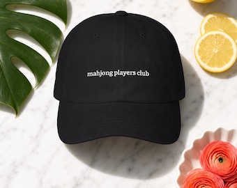 Mahjong Players Club Embroidered Hat Cotton Twill Cap Game Night