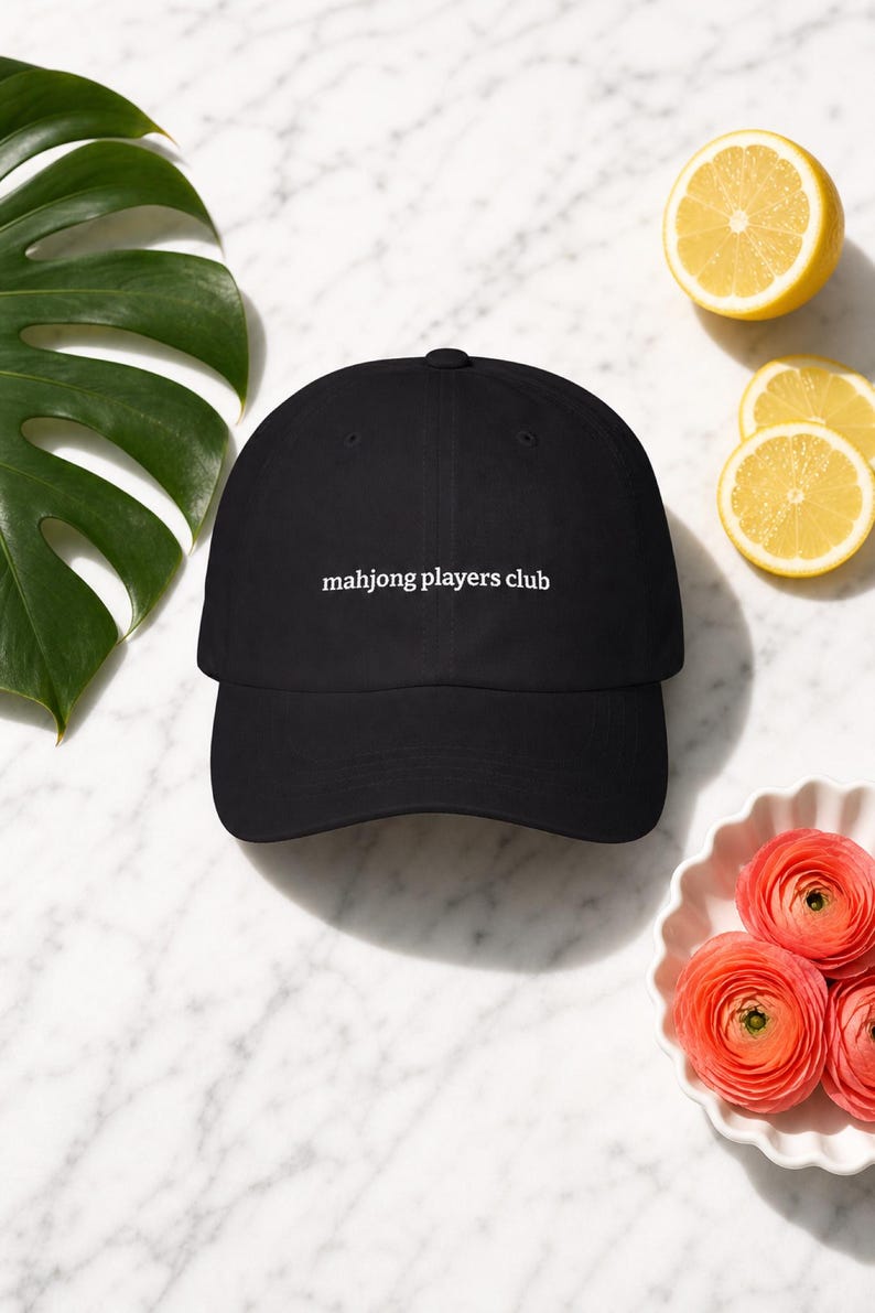 Mahjong Players Club Embroidered Hat Cotton Twill Cap Game Night