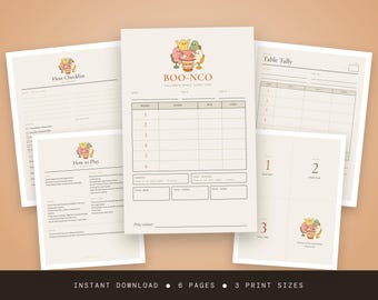 Halloween Bunco Score Sheets Printable Boo-nco Score Cards Digital Download Party Kit Host Checklist Table Tally Ghost Game Night