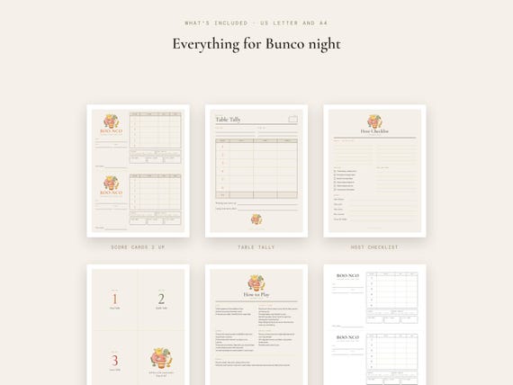 Halloween Bunco Score Sheets Printable Boo-nco Score Cards Digital Download Party Kit Host Checklist Table Tally Ghost Game Night detail
