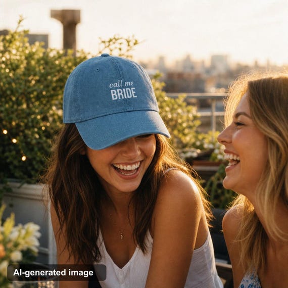 Personalized Bride Denim Hat Custom Name Embroidered Cap Bachelorette detail