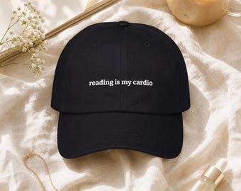 Funny Book Lover Hat Reading Is My Cardio Embroidered Cap Bookworm