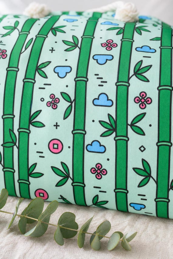 Mahjong Tote Bag Bamboo Tile Print Weekender Duffel Travel Bag Game Night detail