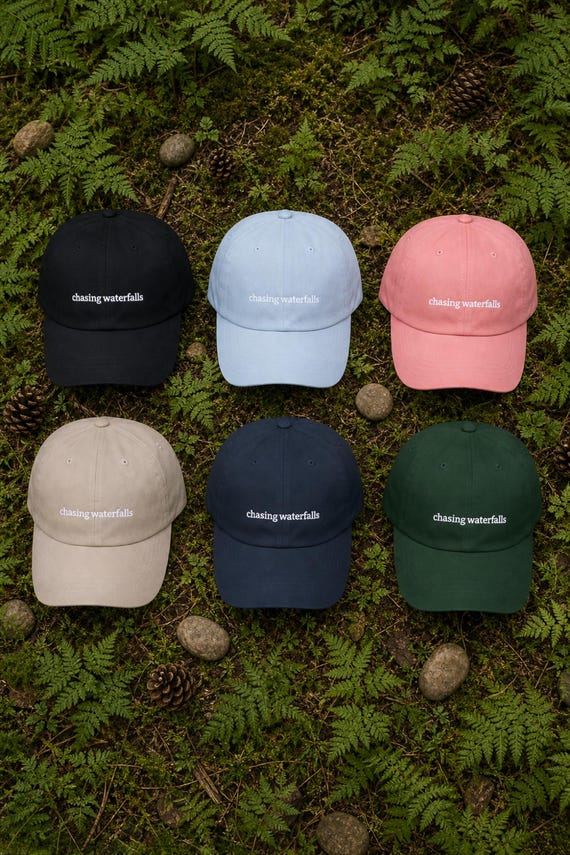 Chasing Waterfalls Embroidered Hat Nature Lover Cap Outdoor Adventure Gift for Her Hiking Birthday Graduation Women detail