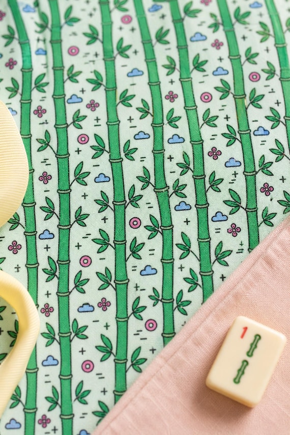Bamboo Mahjong Tablecloth Square Tile Print Table Cover Game Night Hostess detail