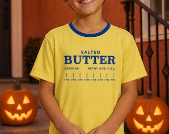Salted Butter Costume Kids Shirt: Easy Halloween Tee, Toddler to Youth, All Over Print Jersey