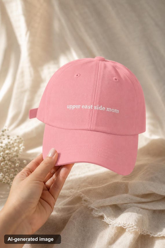 Upper East Side Mom Embroidered Hat NYC Preppy Cotton Cap Mothers Day detail